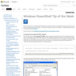 Windows PowerShell Tip: Creating Formatted HTML Output
