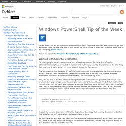 Windows PowerShell Tip: Working With Security Descriptors