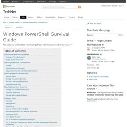 Windows PowerShell Survival Guide - TechNet Articles - Home - TechNet Wiki