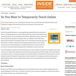 Practical advice for instructors faced with an abrupt move to online teaching (opinion)