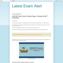 Latest Exam Alert: CSIR NET Mock Test & Practice Papers - Booster for NET Preparation