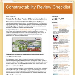 A Guide For The Best Practice Of Constructability Review