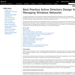 Best Practice Active Directory Design for Managing Windows Networks