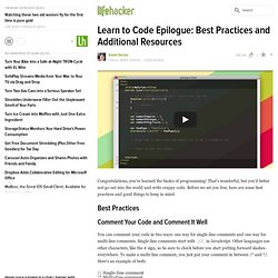 Learn to Code Epilogue: Best Practices and Additional Resources