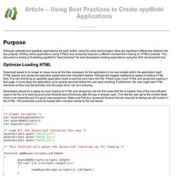 Using Best Practices to Create appMobi Applications