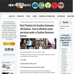 Best Practices for Creative Commons attributions - how to attribute works you reuse under a Creative Commons license