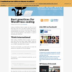 Best practices for WordPress coding