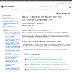 Best Practices Analyzer for File Services: Configuration