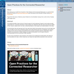 Events: Open Practices for the Connected Researcher