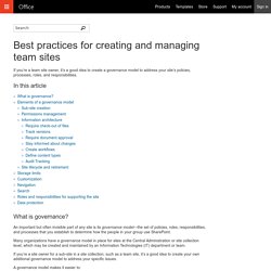 Best practices for creating and managing team sites
