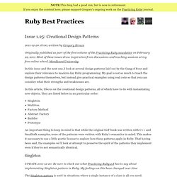 Ruby Best Practices- Issue 1.25: Creational Design Patterns