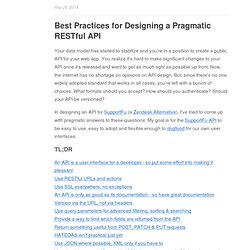Best Practices for Designing a Pragmatic RESTful API