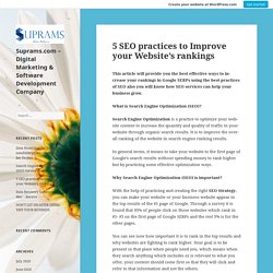 5 SEO practices to Improve your Website’s rankings – Suprams.com – Digital Marketing & Software Development Company