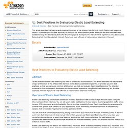 Best Practices in Evaluating Elastic Load Balancing : Articles & Tutorials