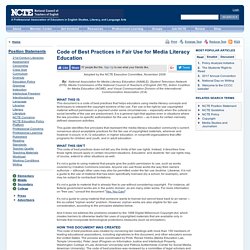 Code of Best Practices in Fair Use for Media Literacy Education