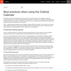 Best practices when using the Outlook Calendar