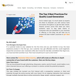 The Top 3 Best Practices For Quality Lead Generation