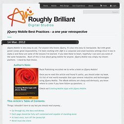 jQuery Mobile Best Practices - a one year retrospective