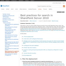 Best practices for search in SharePoint Server 2010