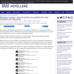 Best practices en gestion de crise hôtelière (attentat Boston)