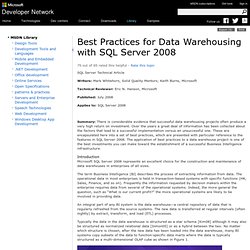 Best Practices for Data Warehousing with SQL Server 2008