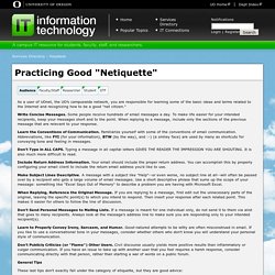 Practicing Good "Netiquette"