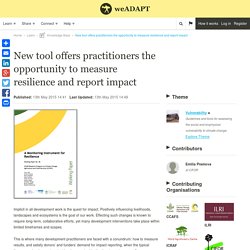 New tool offers practitioners the opportunity to measure resilience and report impact