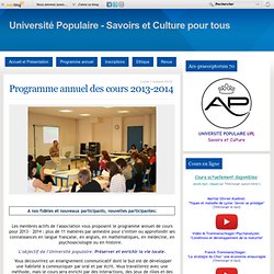 Programme annuel des cours 2013-2014 - Ars-praeceptorum - Université populaire. Education et Culture pour tous. Luxeuil les Bains, Lure, Vesoul, Saulx, Saint-Loup et Saint-sauveur 70.