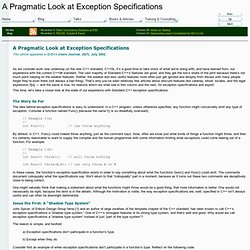 A Pragmatic Look at Exception Specifications