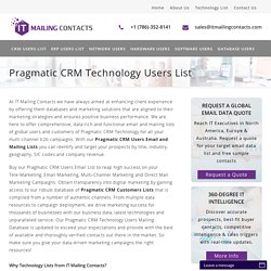 Pragmatic CRM Technology Users List