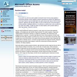 Office Praktikum: Microsoft Office Access: Runtime modul