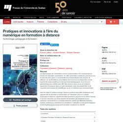 Pratiques et innovations à l'ère du numérique en formation à distance