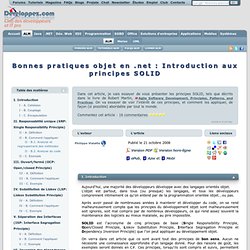 Bonnes pratiques objet en .net : Introduction aux principes SOLID