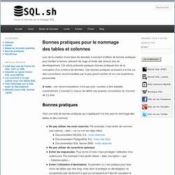 [SQL] Bonnes pratiques pour le nommage des tables et colonnes