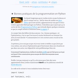 ★ Bonnes pratiques de la programmation en Python