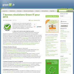 7 bonnes résolutions Green IT pour 2014