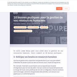 10 bonnes pratiques pour la gestion de vos ressources humaines