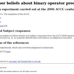 ACCU 2006 Operator precedence and Identifier Experiment