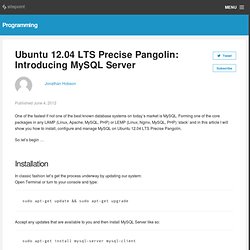Ubuntu 12.04 LTS Precise Pangolin: Introducing MySQL Server