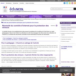 Guide des préconisations techniques - Nécessité du contrôle d'internet pour la protection des mineurs