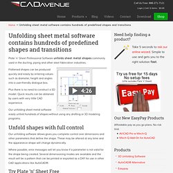 Unfolding sheet metal software contains hundreds of predefined shapes and transitions « CADavenue