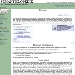 Prédicat - Sémanticlopédie