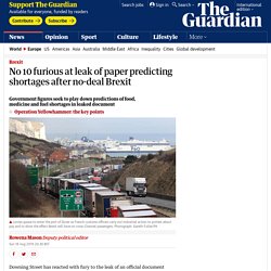 No 10 furious at leak of paper predicting shortages after no-deal Brexit
