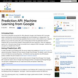 Prediction API: Machine Learning from Google