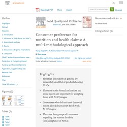 Food Quality and Preference Volume 82, June 2020, Consumer preference for nutrition and health claims: A multi-methodological approach