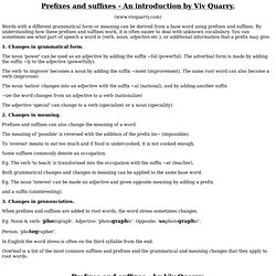 Prefixes and suffixes - An introduction by Viv Quarry