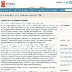 Pregabalin and Gabapentin for Neuropathic Pain CRPS