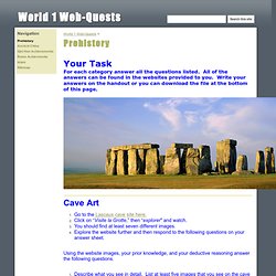 Prehistory - World 1 Web-Quests