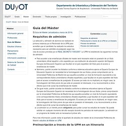 DUyOT _ Máster - Guía del máster: requisitos de admisión, preinscripción, matriculación. — DUyOT