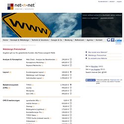 NET n NET - Homepage Kosten, Webdesign Kosten selbst berechnen
